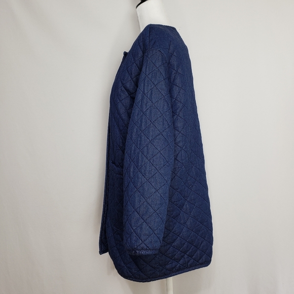 NEW- Forever 21 Quilted Denim Coat - Picture 3 of 5